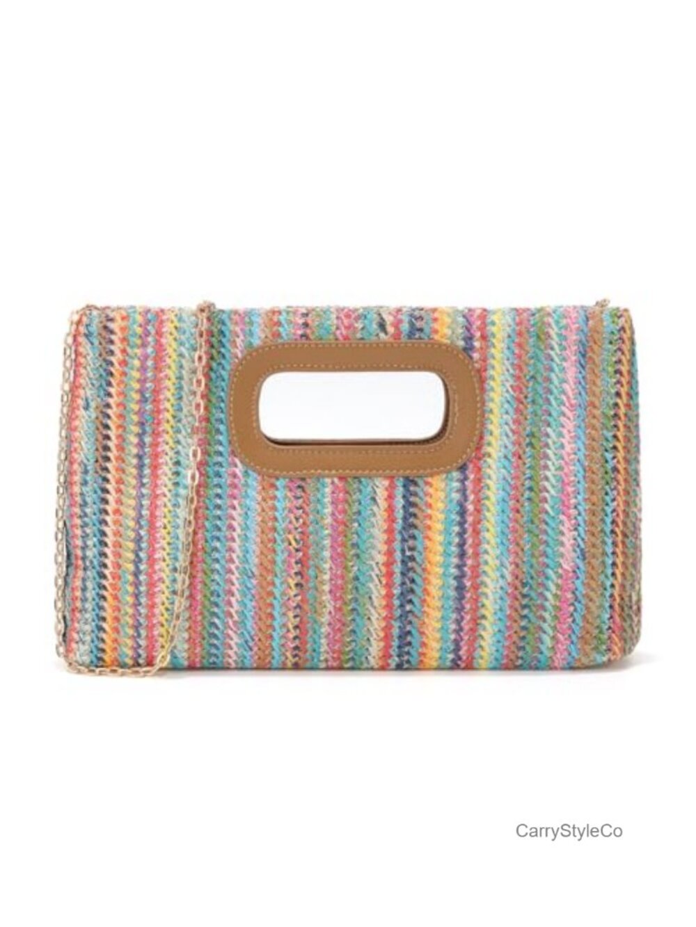 Soft PU Leather Straw Woven Clutch Purse Top Handle Evening Bag